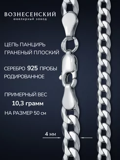 Серебряная цепь на шею Панцирь