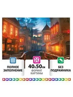 Картина стразами (алмазная мозаика) 40х50 см, "Ночная Венеци…