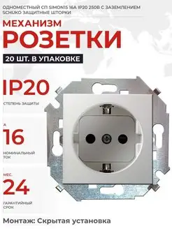 Розетка 1 м СП Simon15 16А IP20 250В с