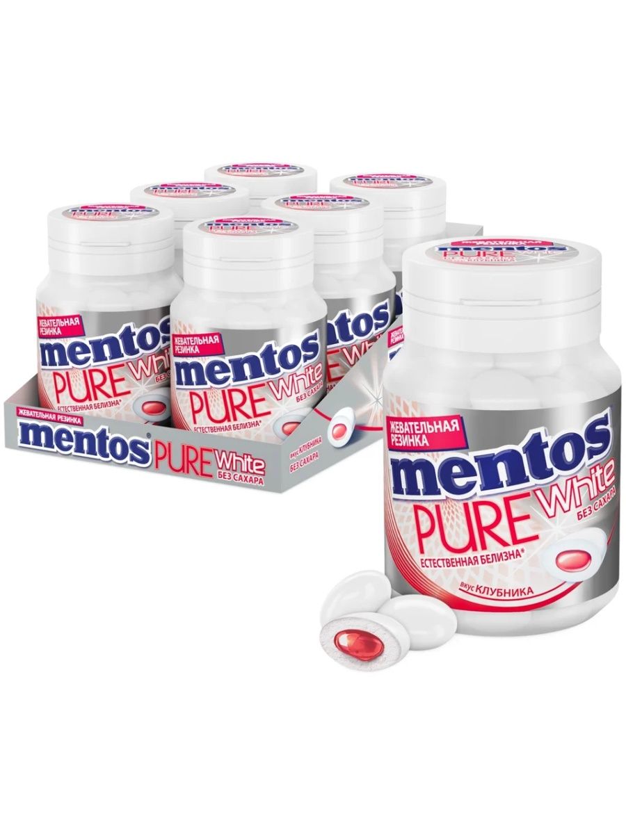 54 грамма. Mentos Pure White клубника. Ментос Пьюр Вайт. Жевательная резинка ментос клубника 54. Жевательная резинка mentos Pure White клубника 16 г.