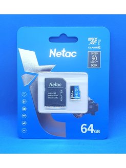 Карта памяти microsdxc uhs i u1 netac p500 64 гб