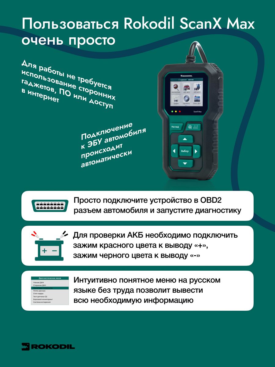 Obd2 сканер rokodil