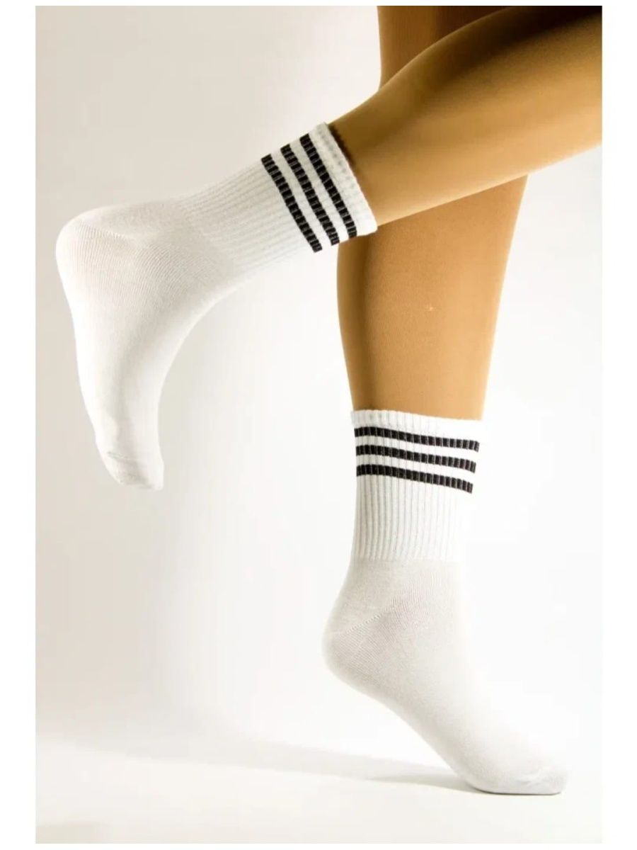 Adidas 3 Stripes носки белые высокие