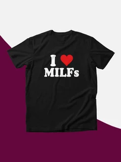 Футболка с принтом на груди I love milf's