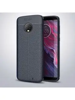 Чехол Litchi Grain для Motorola Moto G6 Plus (темно-синий)