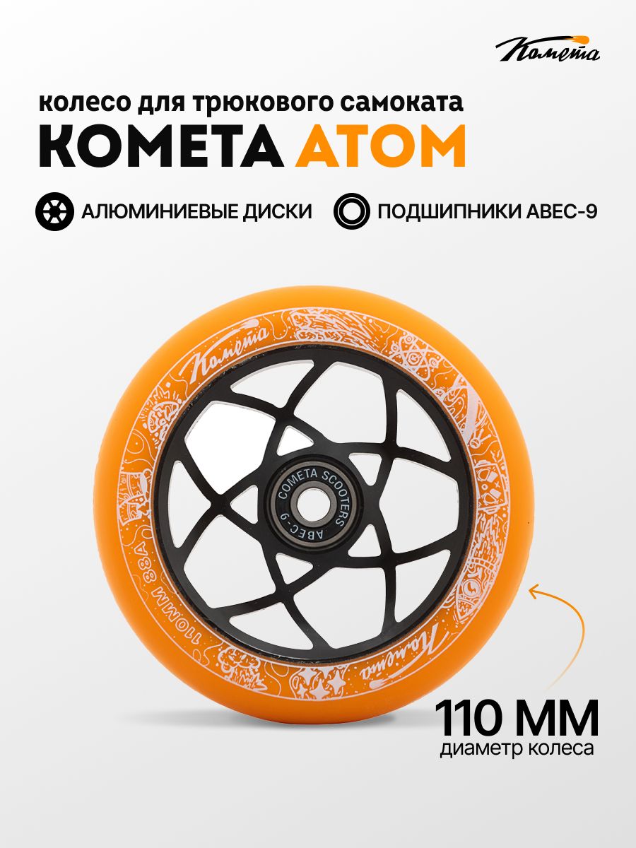 Комета атом. Колесо для трюкового самоката Комета 110мм атом 110/30. Колеса Комета атом. Колёса Комета чёрные. Колёса Комета на самокат.