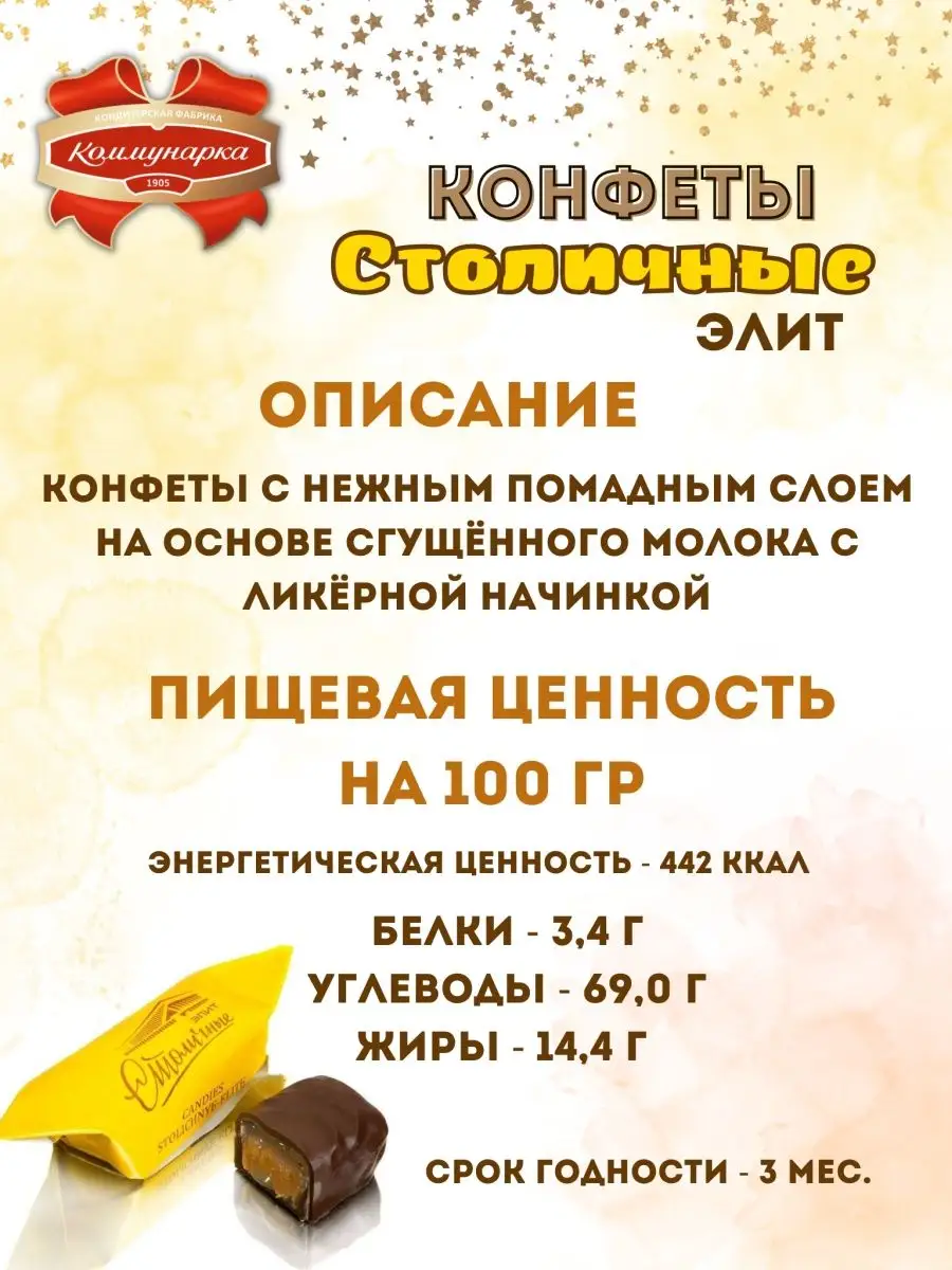 Срок годности конфет столичные