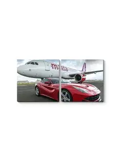 Суперкар Ferrari F12 рядом с AirMalta Airbus A320