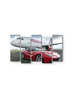 Суперкар Ferrari F12 рядом с AirMalta Airbus A320