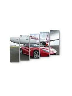 Суперкар Ferrari F12 рядом с AirMalta Airbus A320