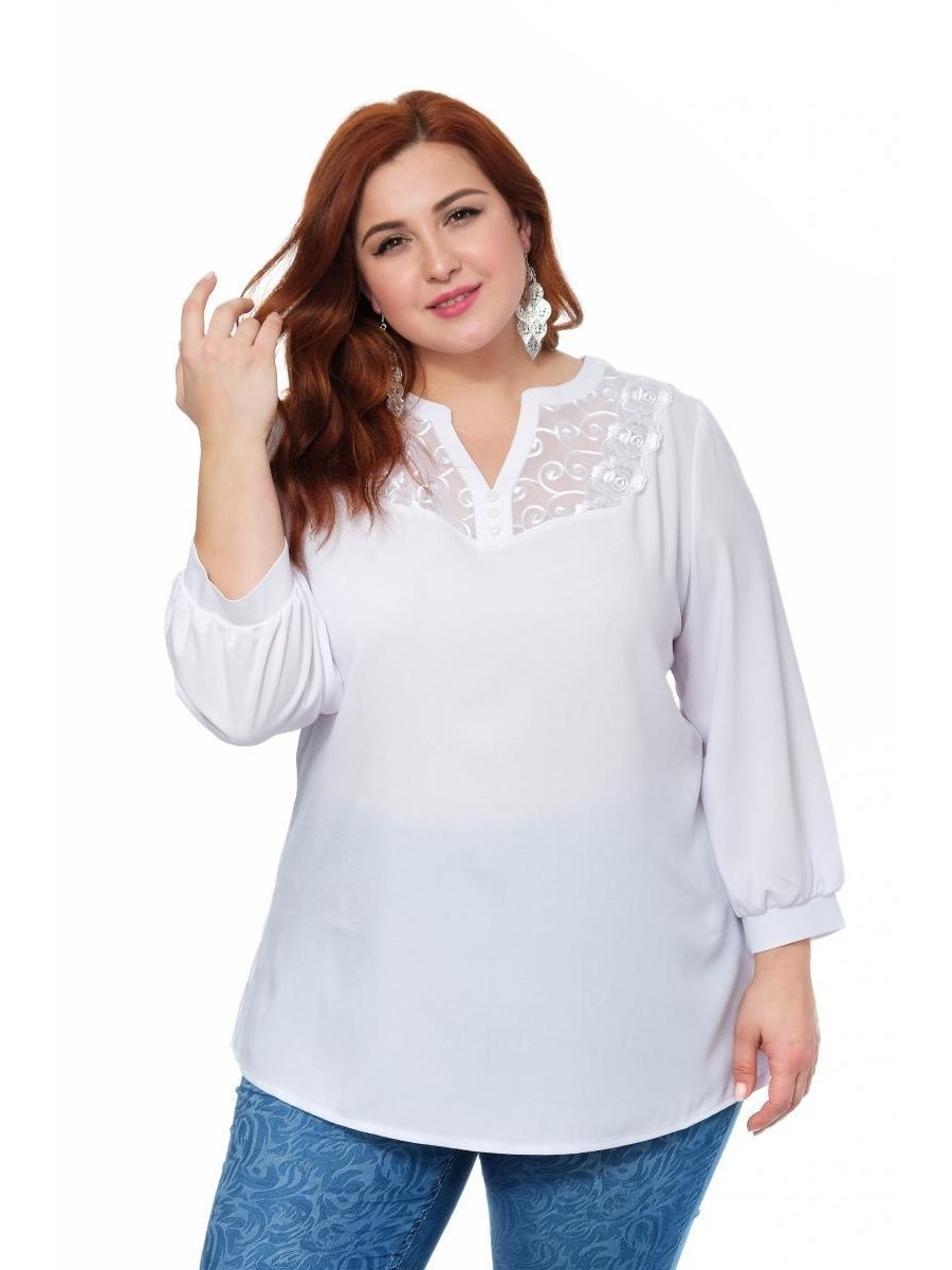 Белая блузка для полных женщин