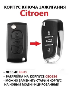 Корпуc ключа зажигания Peugeot Citroen